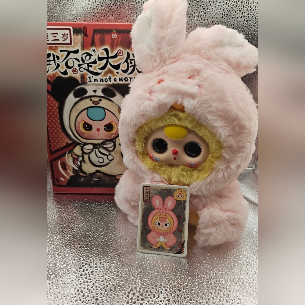 Baby Three Plush I’m Not a Warrior Bunny Outfit w/ Card & Box – Authentic